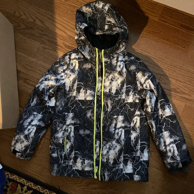 LANDS' END Kids Size 10-12 Winter Snow Hooded Coat - black and white