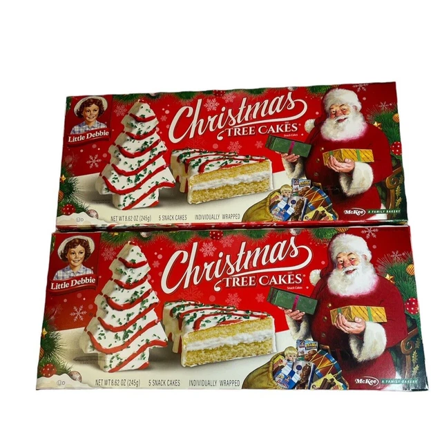 LITTLE DEBBIE SNACK Vanilla Christmas Tree Cakes 8.62 oz Lot of 2 Boxes