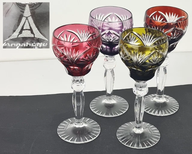 4 Verres / Verres à Liqueur Annafütte Signé Um 1960 O626