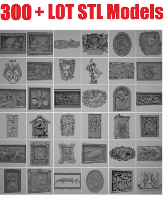 300+ LOT 3D Model STL relief for cnc STL format LOT