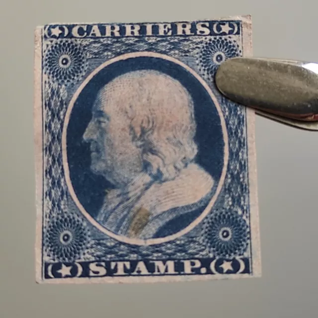 Timbre neuf États-Unis 1 c Franklin 1875 bleu-rose / Carriers Stamp 3