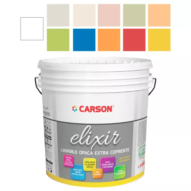 Pittura lavabile extra coprente Idropittura Murale Interni Esterni Carson Elixir