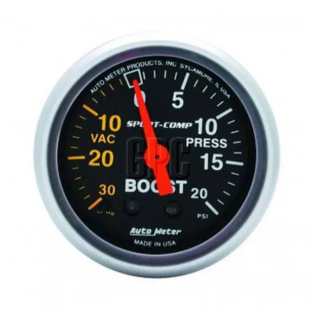 Autometer Sport-Comp 2-1/16" Boost/Vacuum Gauge 30 In Hg/20 Psi Mechanical AU... 2