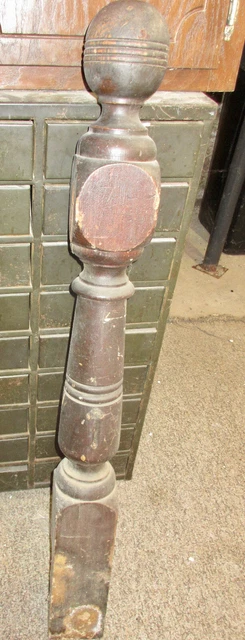 C.1900 Newel Post,Pine Architectural Staircase Element 35"H Base 4.5" x 4.5"