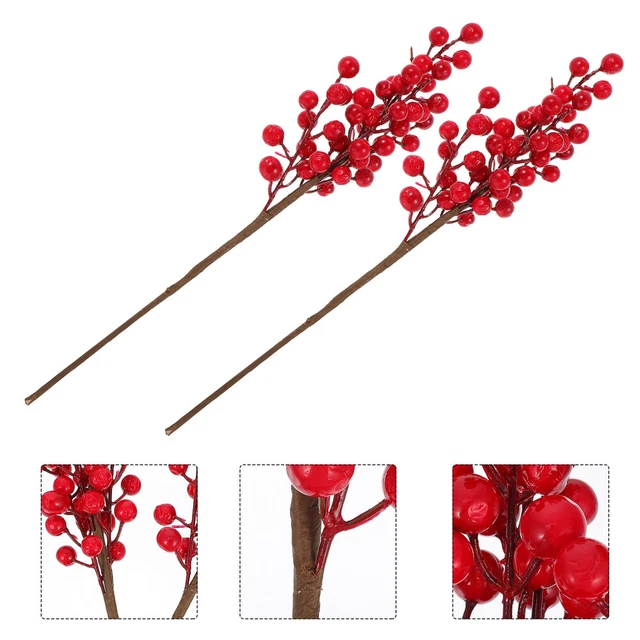 2 piezas fruta roja de Navidad decoración artificial de Navidad