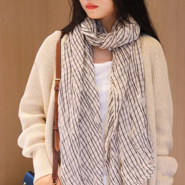 ZONBAILON Women's thin shawl winter natural wrinkle plaid versatile scarf