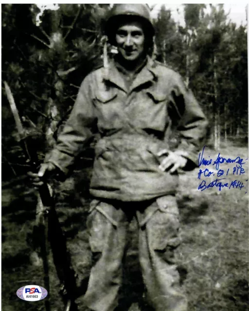 Vince Speranza Signed 8X10 Psa Dna Coa Wwii 101St Ab Div Bastogne Veteran 1