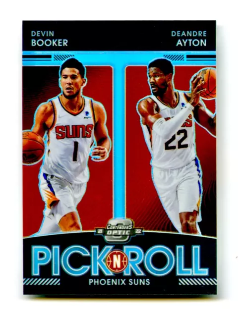 2021-22 Devin Booker DeAndre Ayton Contenders Optic Silver Prizm Pick Roll Suns