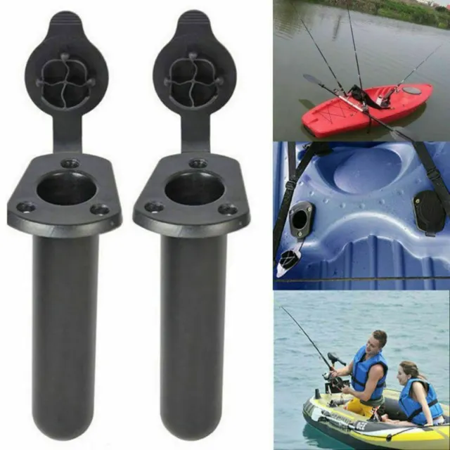 1 PAIR PLASTIC Flush Mount Fishing Boat Rod Holder and Cap Cover for ...