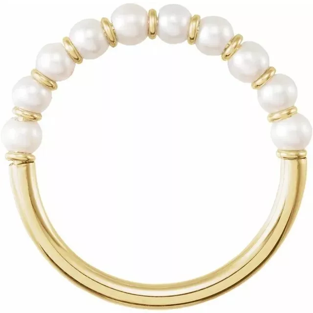 14k cultured pearl band ring , choose your color metal and your size. 2