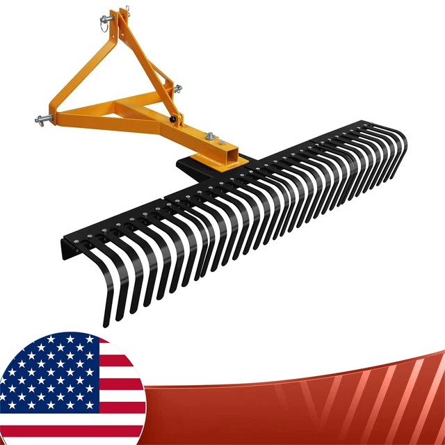 HEAVY DUTY LANDSCAPE Rock Rake 3 PointAttach 5 FT TowBehind Garden