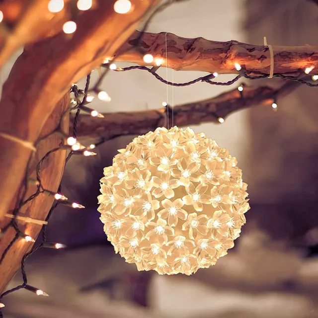 Lampada a sfera fiori di ciliegio LED lampada decorativa palla fiore luce da appendere festa TS