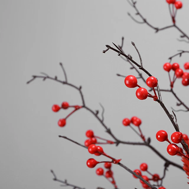 200pcs Faux Berry Zweig Rot Berry Girlande Weihnachten Beere Zweige