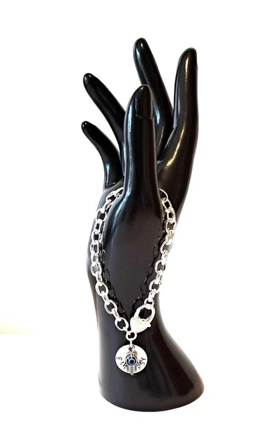Pulsera de advertencia médica cadena SP disco médico y dije HAMSA 9" XL