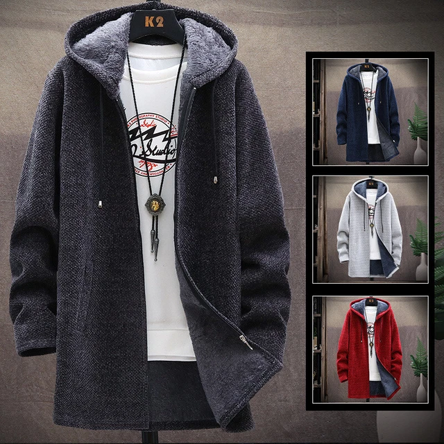 Mens Thick Warm Fleece Lined Hooded Hoodie Winter Zip Up Coat Jacket Sweatshirt