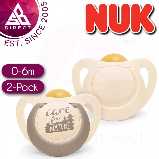 NUK Nature Tétine Bébé │ Caoutchouc Tétine, BINKY │ 0-6 Mois │ Crème │ 2pk │