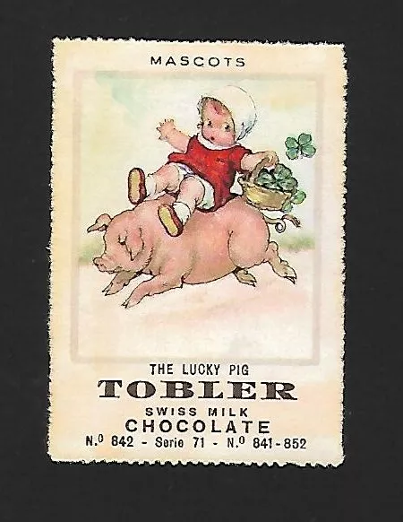 Cinderella Poster Stamp Werbevignette TOBLER n.842 The Lucky Pig (1920s)