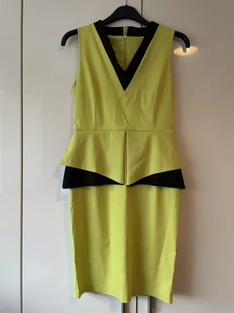 Yellow & Black Vesper Peplum Pencil Dress Size 14