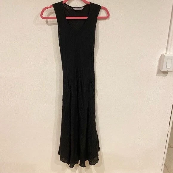 Luna Luz Black Margarita Midi Tank Dress Size XS EUC
