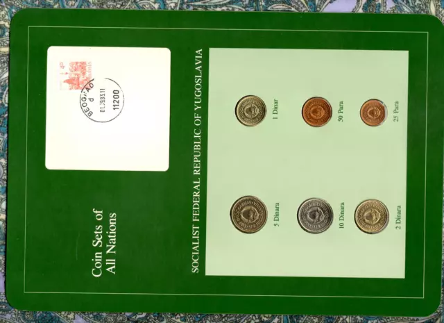 Coin Sets of All Nations Yugoslavia w/card UNC All 1982 but 1 Dinar 83