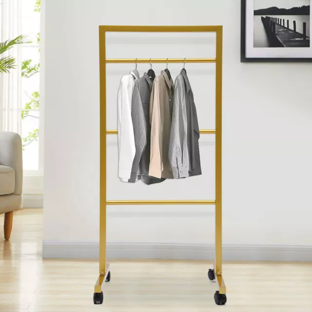 Clothes Garment Shelf Heavy Duty Metal Hanging Rack Display Rack With 4 Wheels