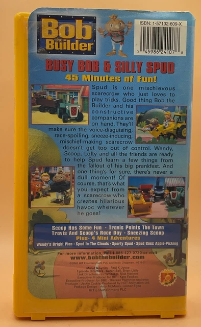 BOB THE BUILDER Busy Bob Silly Spud VHS 2002 Small Clamshell Yellow BOB THE BUILDER Busy Bob Silly Spud VHS 2002 Small Clamshell Yellow