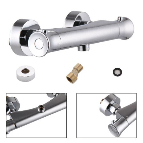 Bathroom Thermostatic Shower Mixer Diverter Bar Valve Tap Twin Outlet Chrome New