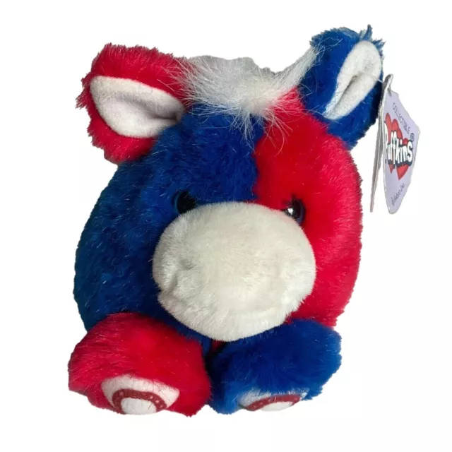 Swibco Puffkins STRIPES the Red, White, & Blue Donkey style 6720 Plush Animal