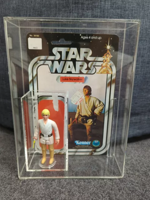 Vintage Star Wars Luke Skywalker Figure 12 Posteriori Cardback & Vetrina Acrilica