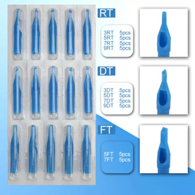 50Pcs Sterile Disposable Tattoo Nozzle Tips Needle Tube Mixed Sizes RT+DT+FT JI 2