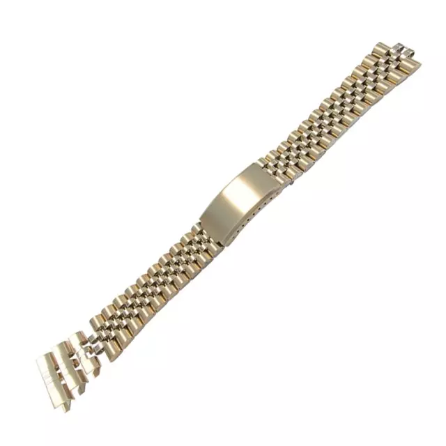 Men's Jubilee Curved Ends Watch Bracelet  Gold Plated inc 18 ,20,22mm Lug Ends