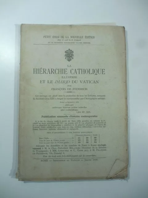 Francois De Federicis,La hierarchie catholique illustree et le diario du Vatican