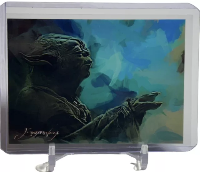 Yoda Star Wars - Artist Edward Vela Signed Print Card No. 25 #17/50 W/Top 🔥
