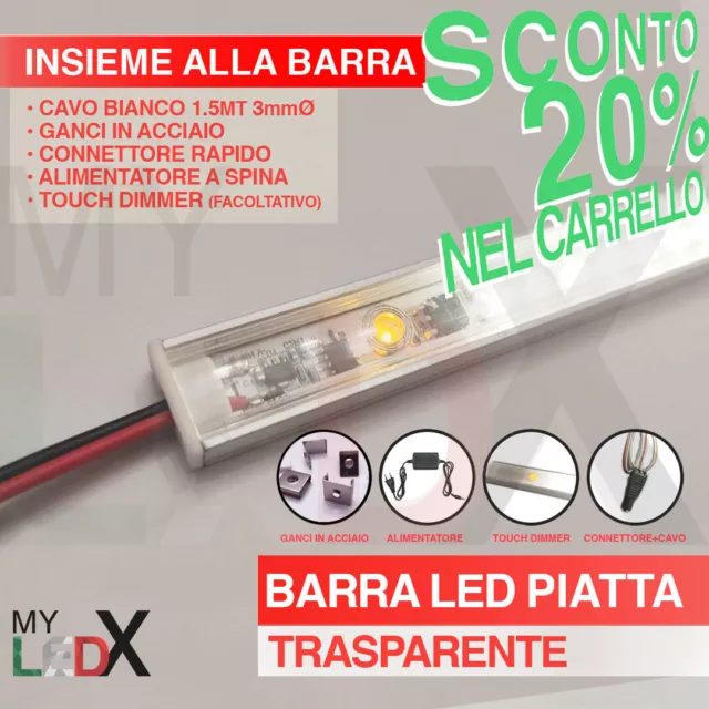 BARRA LED SOTTOPENSILE TRASPARENTE Touch Dimmer Calda/Fredda/Naturale  MYLEDX EUR 21,00 - PicClick IT