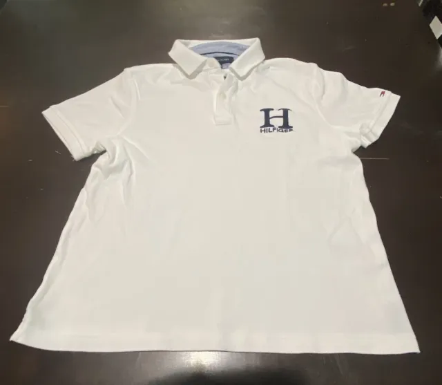 TOMMY HILFIGER TEENS Short Sleeve Polo Shirt Custom Fit White Size ...