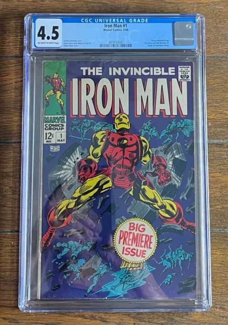 INVINCIBLE IRON MAN #1 CGC 4.5! VG+ 1st Issue! (1968)