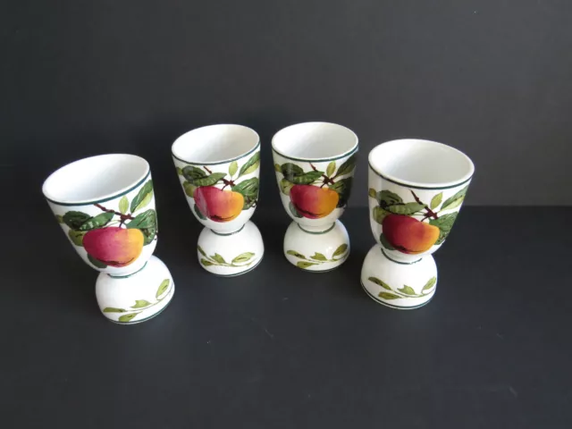 FOUR Vintage Double Egg Cups Peach Bloom  Brunch Breakfast Dishes Decor