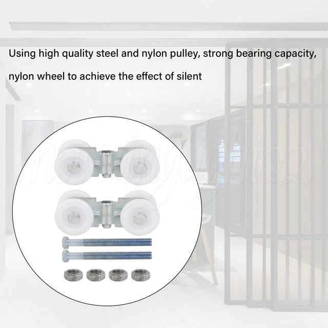 Rail Hanging Trolley Wheel for Interior Barn Sliding Doors with Nuts Set of 2