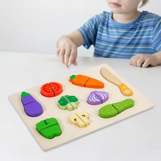 Ensemble de coupe de légumes, Puzzle de légumes en bois, jouet de coupe de