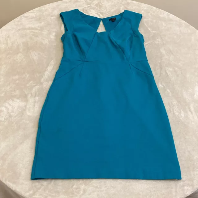 Ann Taylor Womens Blue Stretch Classic Sleeveless Scoop Neck Sheath Dress Size 2