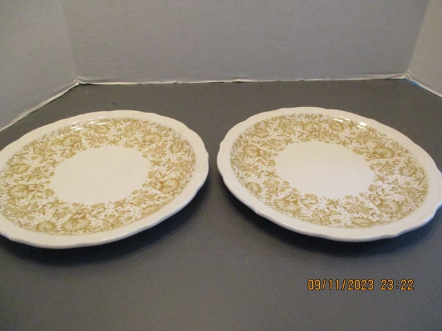 2 Syracuse China Yellow Flowers Dinner Plates