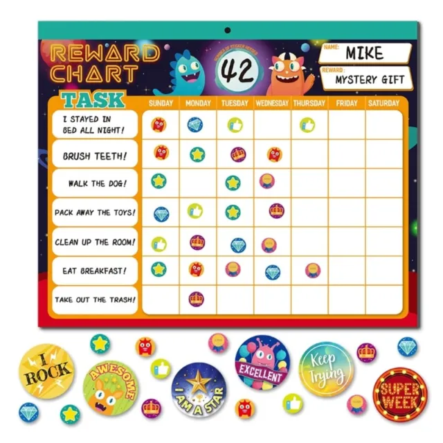 Magnetic Reward Chart Encourages Good Behaviour with 2328 Stickers
