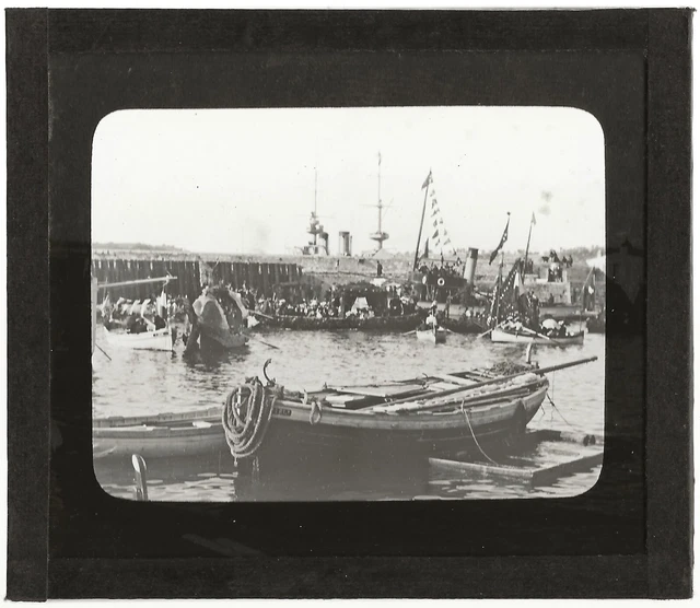 Oussouri, bateau, Russie, photo plaque verre, noir & blanc, positif 8,5x10 cm