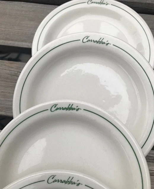 4 Carrabba's Bread Plates Niagara China 5 1/2" Green Band Line Restaurant USA
