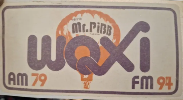 Vintage WQXI AM 79 FM 94 "Drink MR. PIBB" NOS Window decal sticker 3"x6"