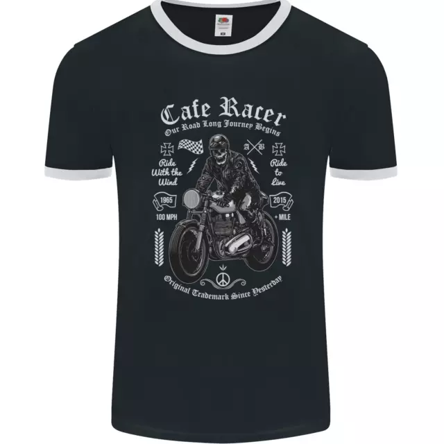 Cafe Racer Motorcycle Motorbike Biker Mens Ringer T-Shirt FotL