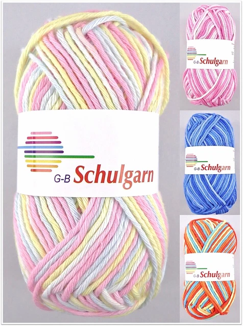 50g G-B Schulgarn Color Topflappengarn Wolle zum Stricken Häkeln GP 39,80€/1kg