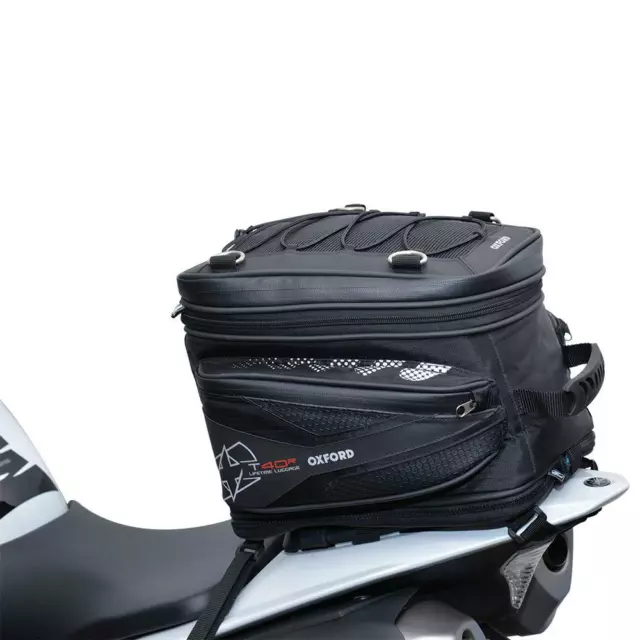 Oxford T40R Motorcycle Tailpack 40 Litre Black Motorbike Tail Pack Luggage 40L