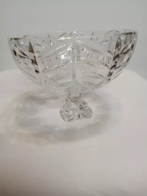 Bohemia Czech Republic lead crystal glass dish with petestal rare candy dish