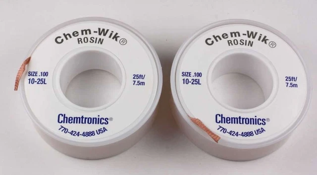 10-25L Chem-Wik Rosin Desoldering Braid, 2 Pack